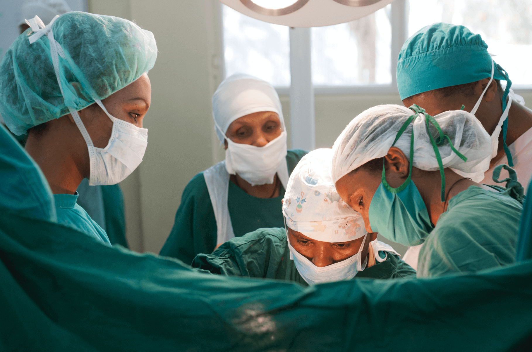 Ethiopian Surgeons in the middle of an obstetric fistula surgery